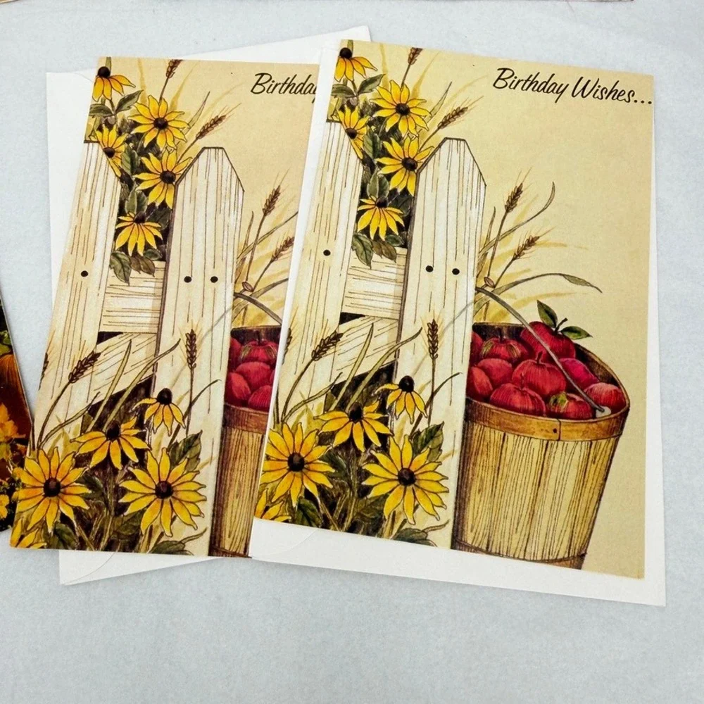 Greeting Cards LOT Mixed Occasions Birthday Seasonal Floral Fruit Nature 5pc